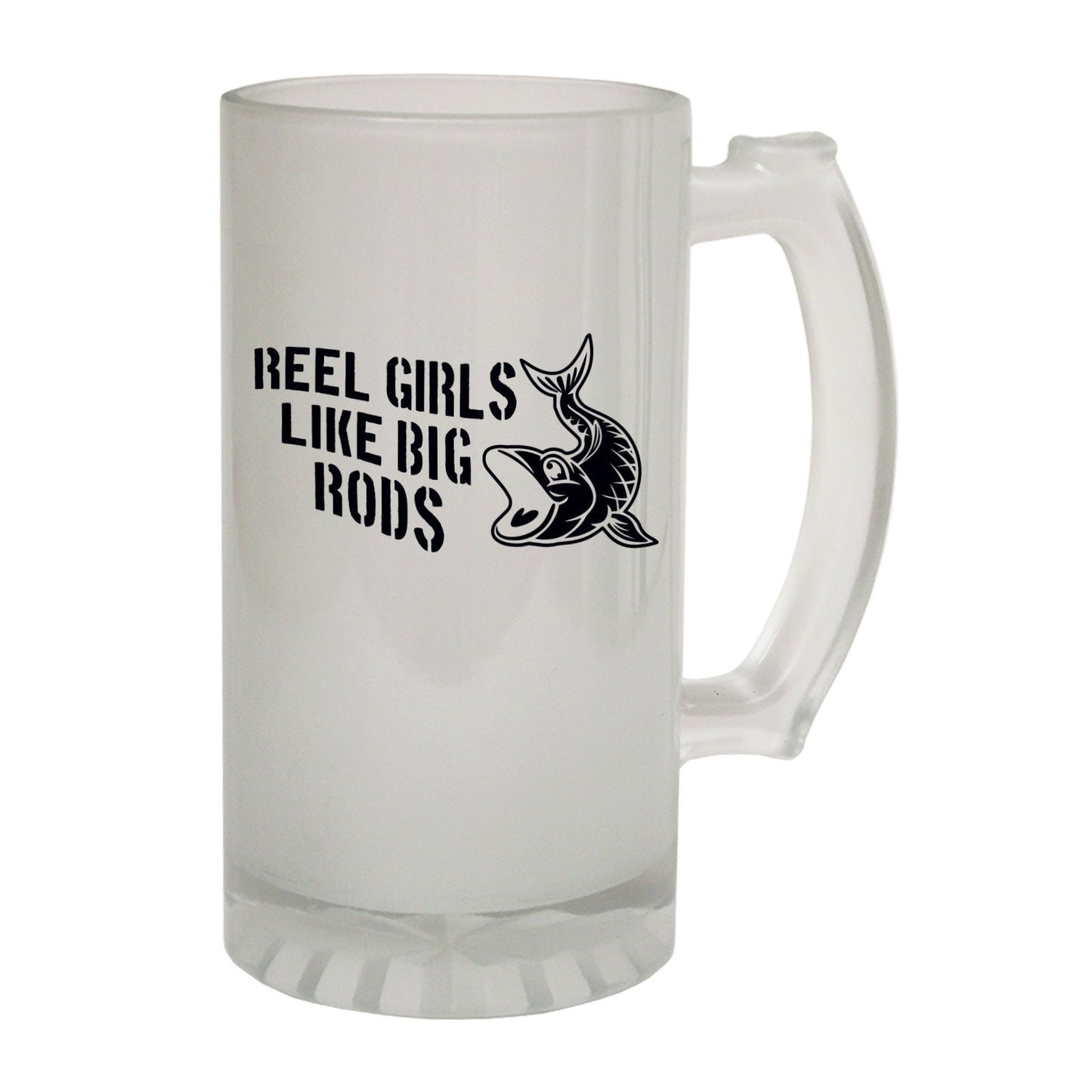 Reel Girls Big Rods Fishing - Novelty Funny Frosted Stein - Gift Boxed