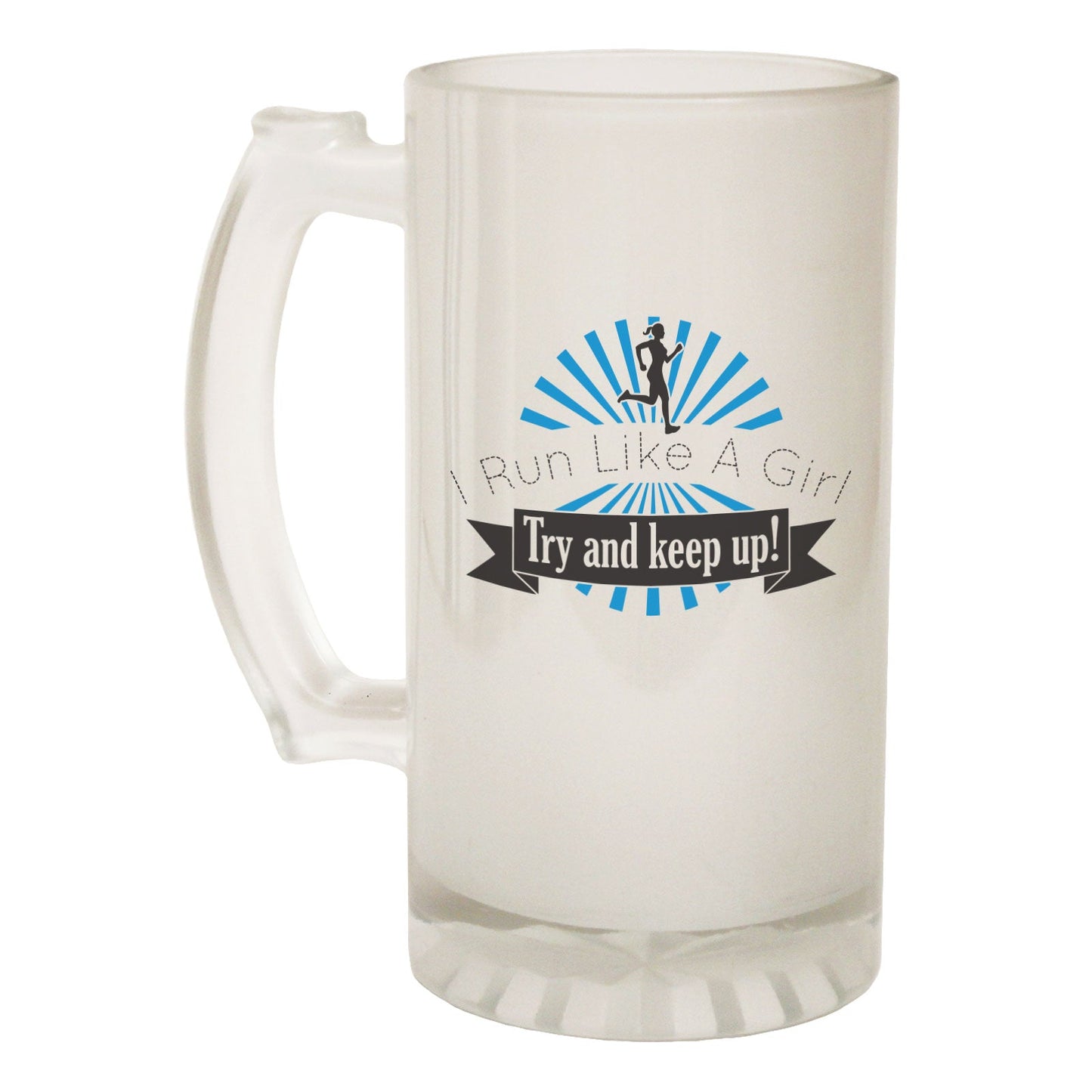 Run Like A Girl Graphic - Novelty Funny Frosted Stein - Gift Boxed