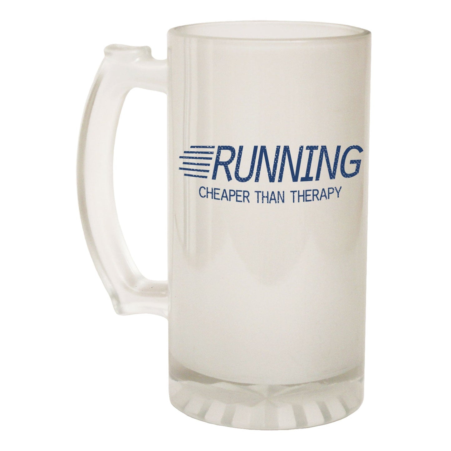 Running Cheaper Than Therapy - Novelty Funny Frosted Stein - Gift Boxed