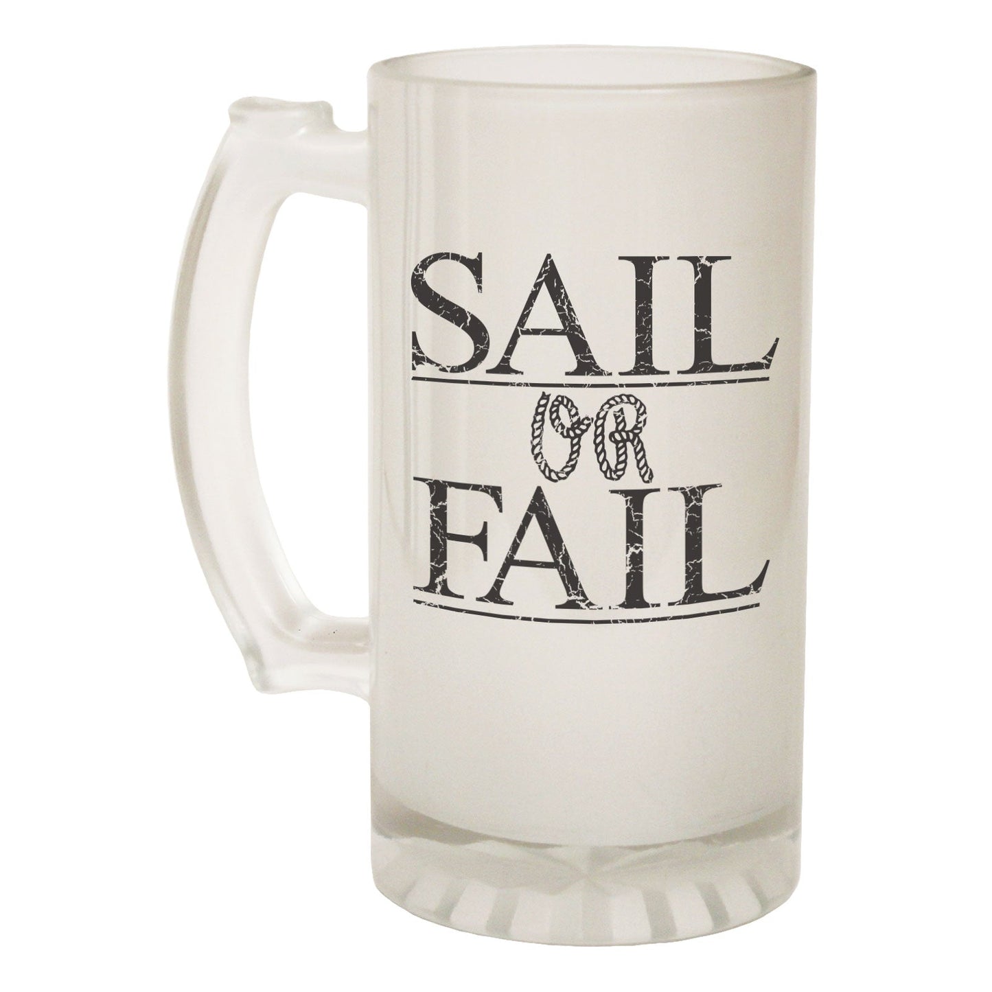 Sail Or Fail Boat - Novelty Funny Frosted Stein - Gift Boxed