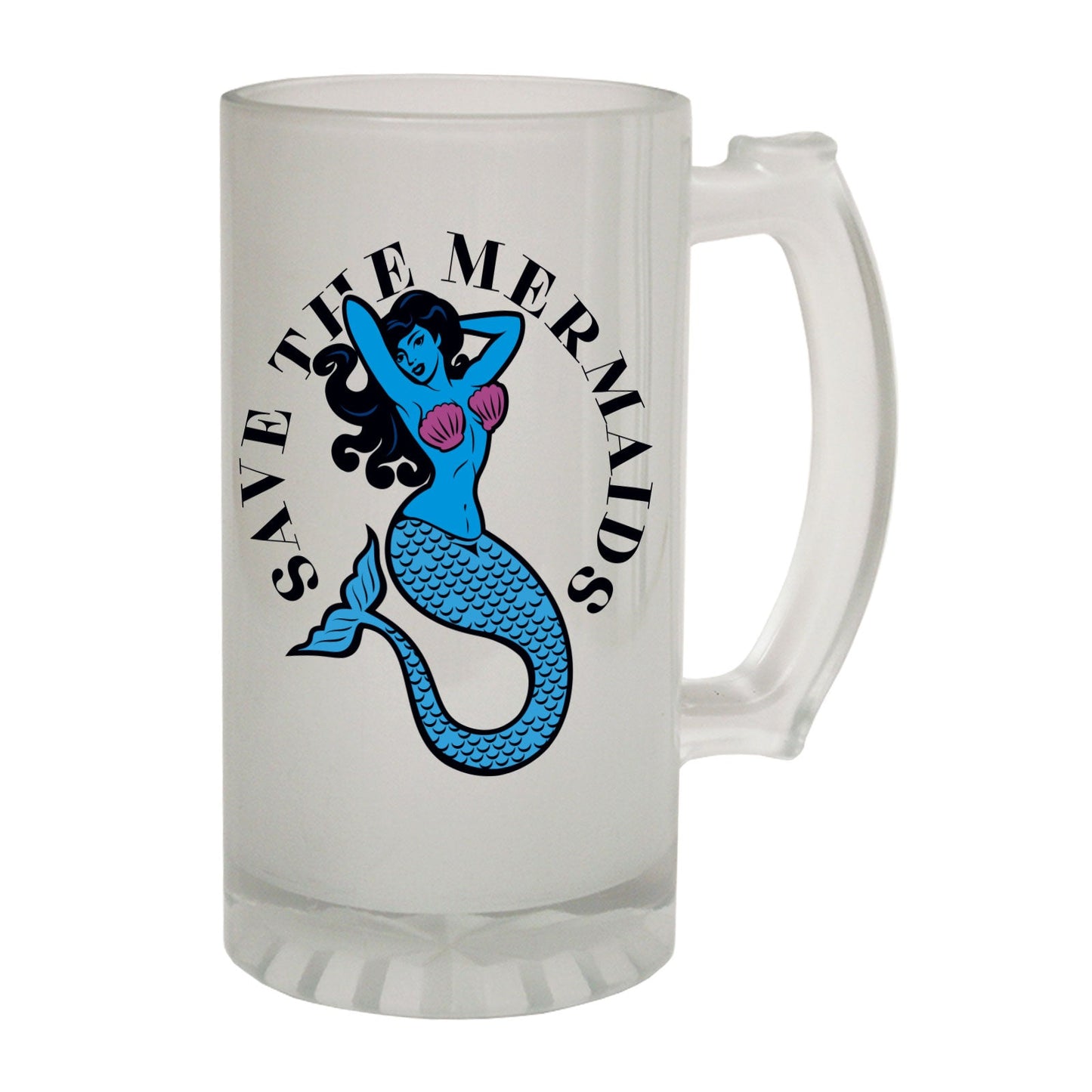 Save The Mermaids Fantasy - Novelty Funny Frosted Stein - Gift Boxed