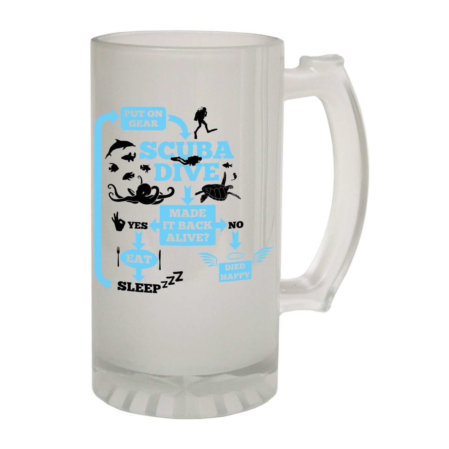 Scuba Diving Made It Back - Novelty Funny Frosted Stein - Gift Boxed