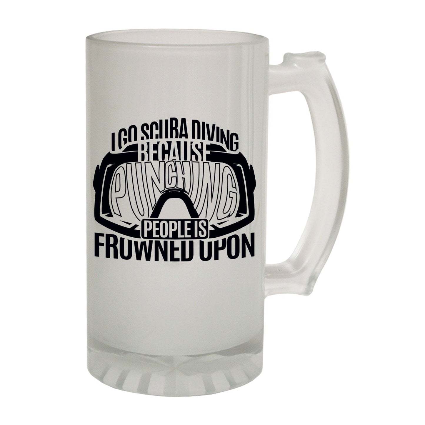 Scuba Diving Punching Frowned - Novelty Funny Frosted Stein - Gift Boxed