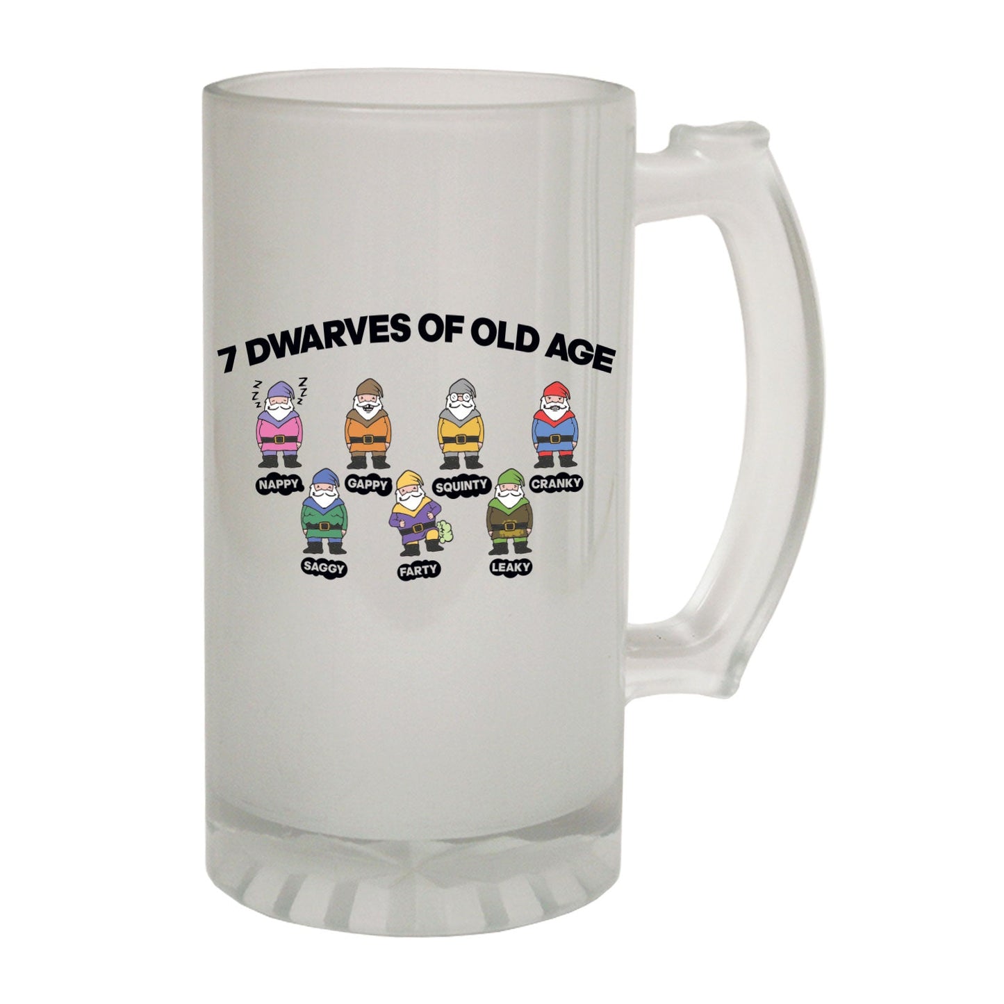 Seven Dwarves Old Age - Novelty Funny Frosted Stein - Gift Boxed