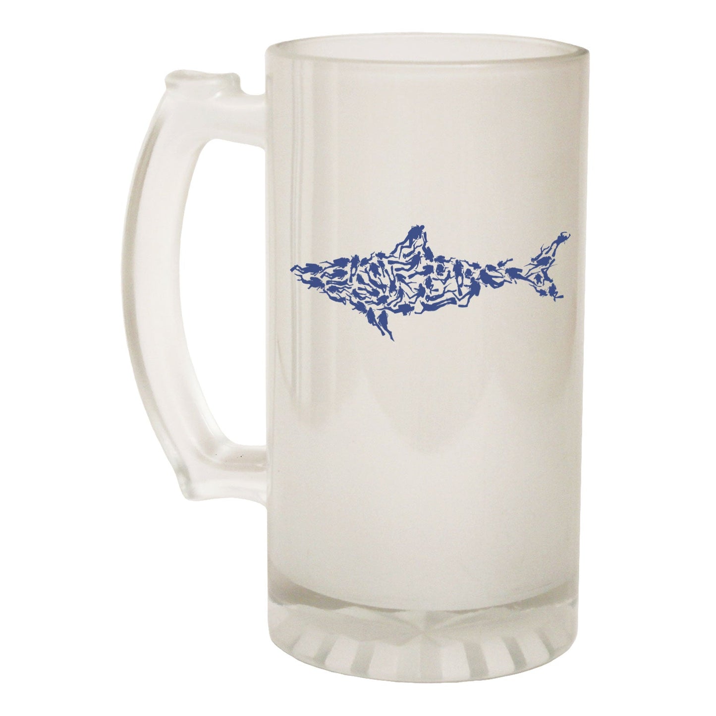 Shark Diver Scuba Diving - Novelty Funny Frosted Stein - Gift Boxed