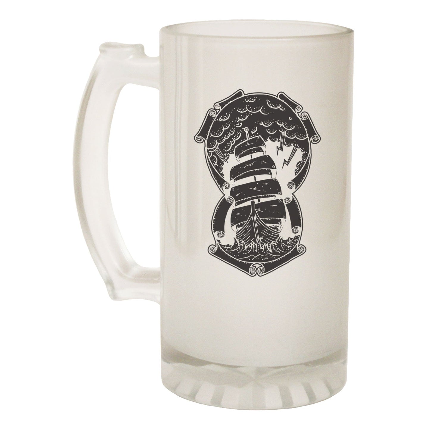 Ship Storm Boat Sailing - Novelty Funny Frosted Stein - Gift Boxed