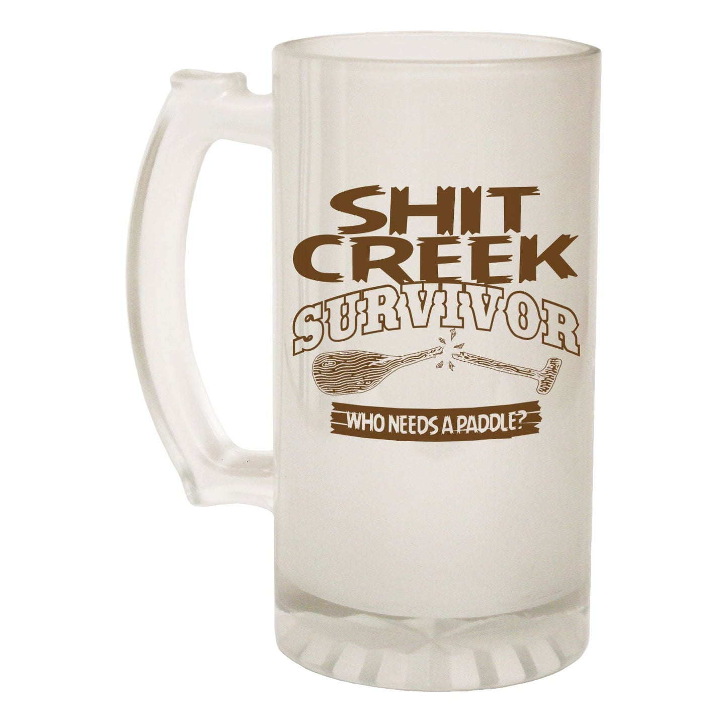 Shit Creek Survivor Sailing - Novelty Funny Frosted Stein - Gift Boxed