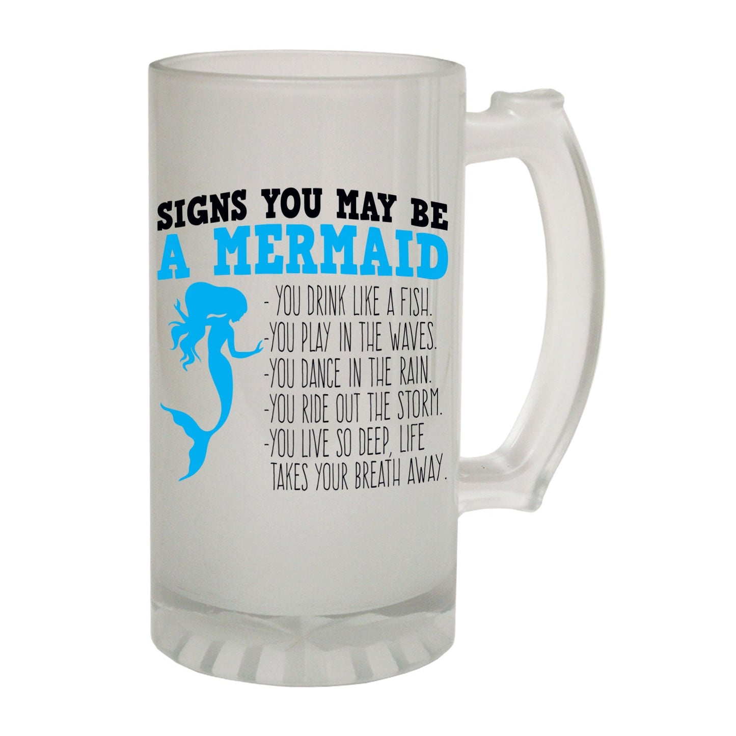 Signs You Are Mermaid - Novelty Funny Frosted Stein - Gift Boxed