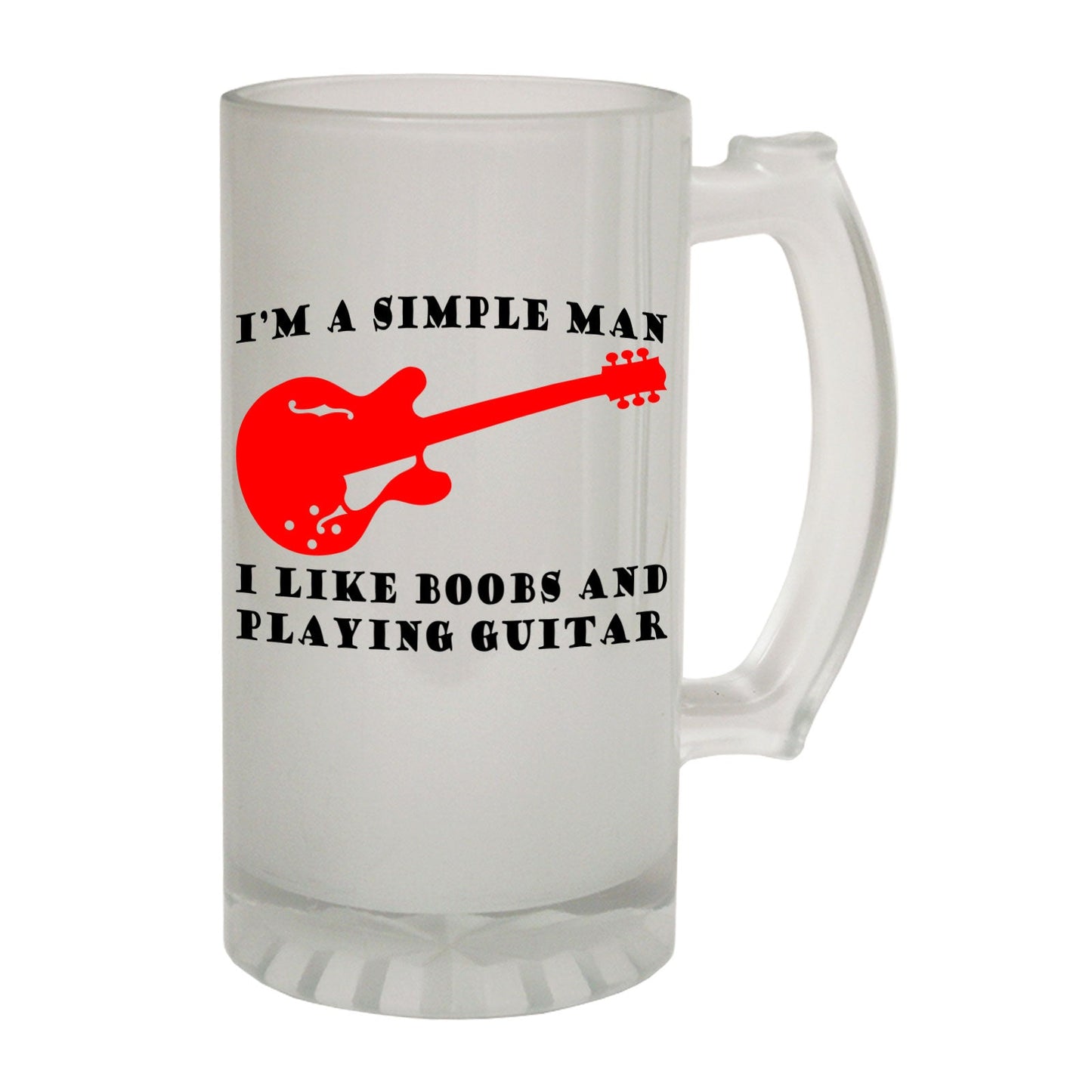 Simple Man Boobs Guitar - Novelty Funny Frosted Stein - Gift Boxed
