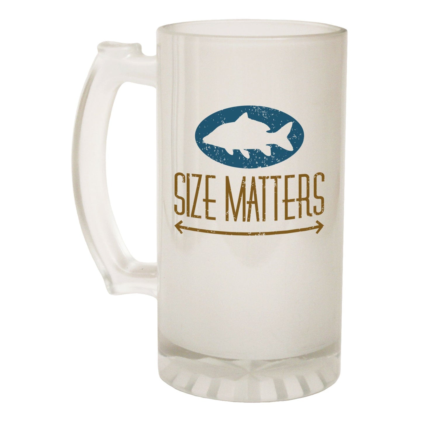 Size Matters Fishing - Novelty Funny Frosted Stein - Gift Boxed
