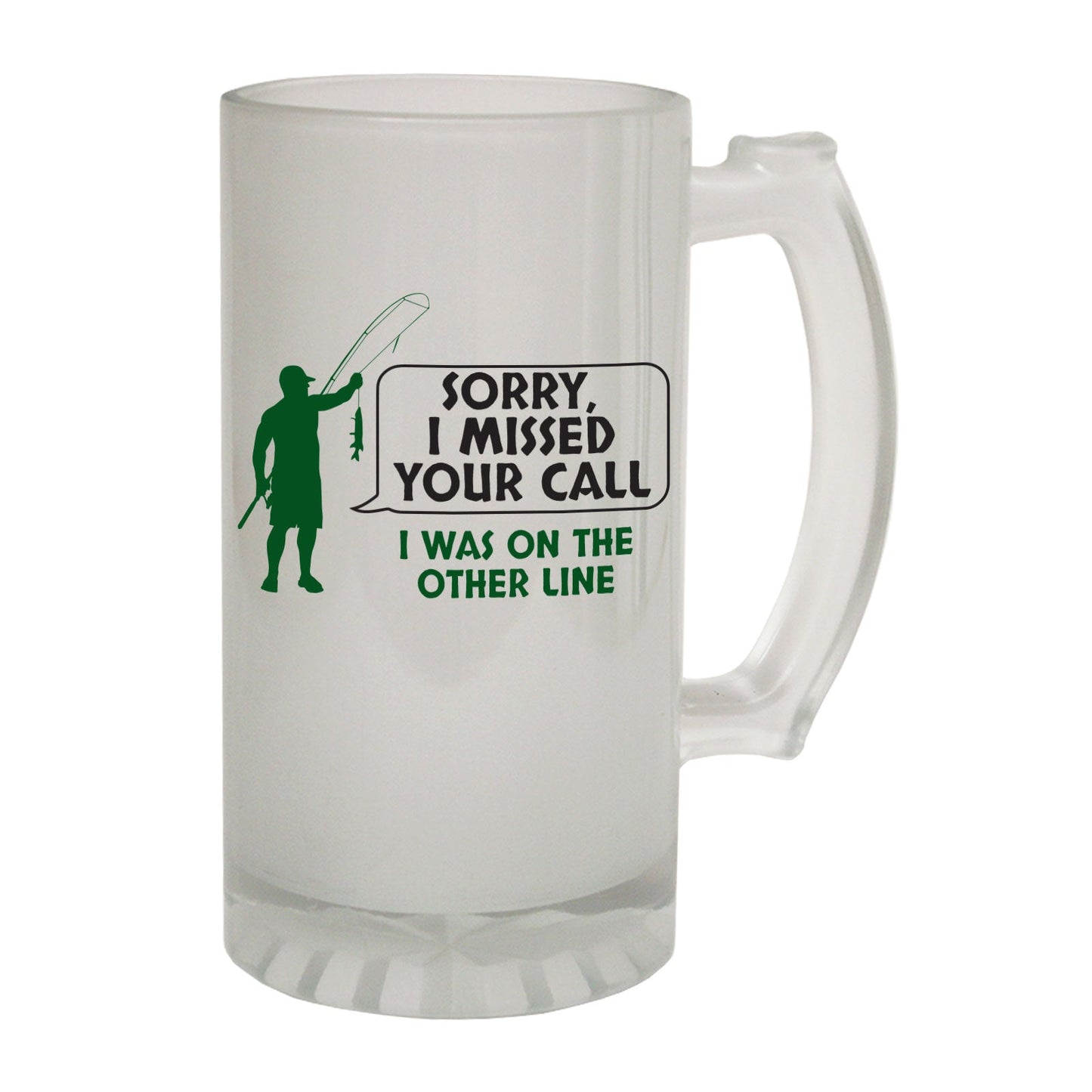 Sorry Missed Call Fishing - Novelty Funny Frosted Stein - Gift Boxed