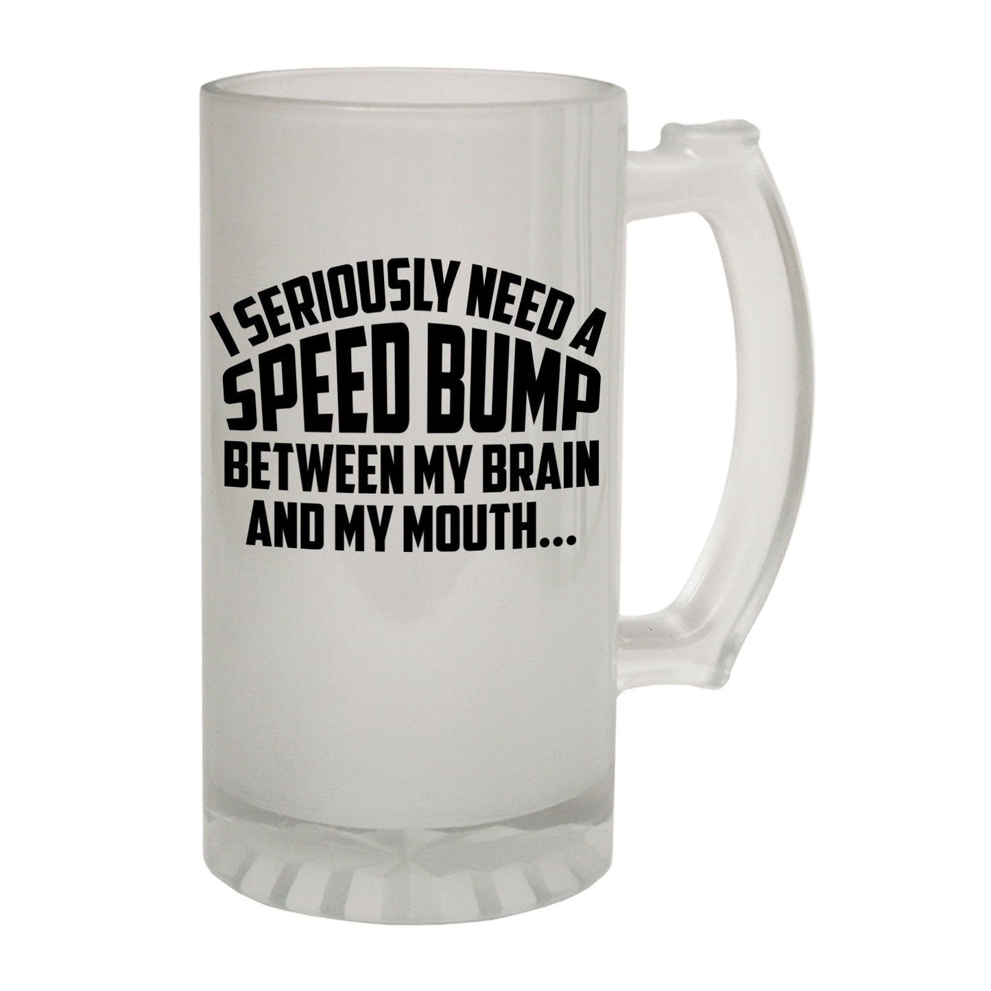 Speed Bump Mouth Brain Joke - Novelty Funny Frosted Stein - Gift Boxed