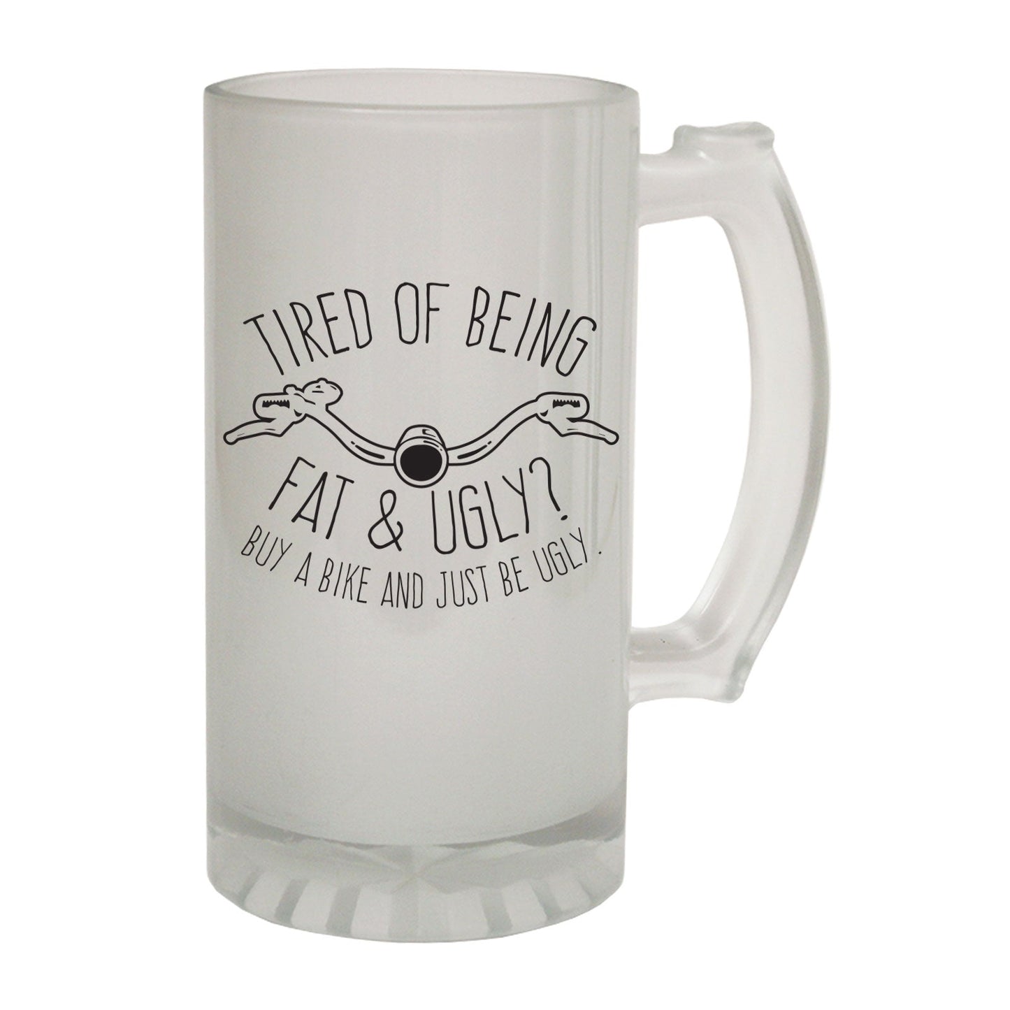 Tired Fat Cyclist Riding - Novelty Funny Frosted Stein - Gift Boxed