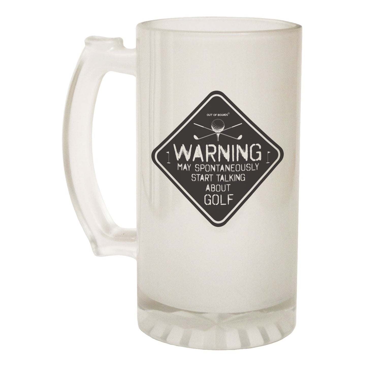 Warning May Talk Golf - Novelty Funny Frosted Stein - Gift Boxed