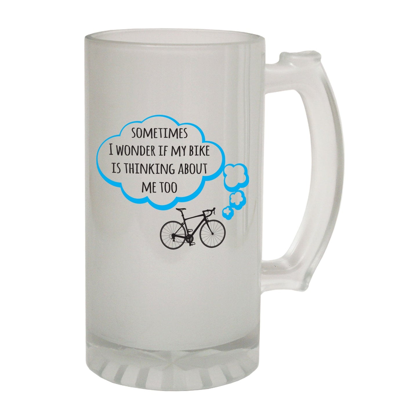 Wonder Bike Thinking Cyclist - Novelty Funny Frosted Stein - Gift Boxed