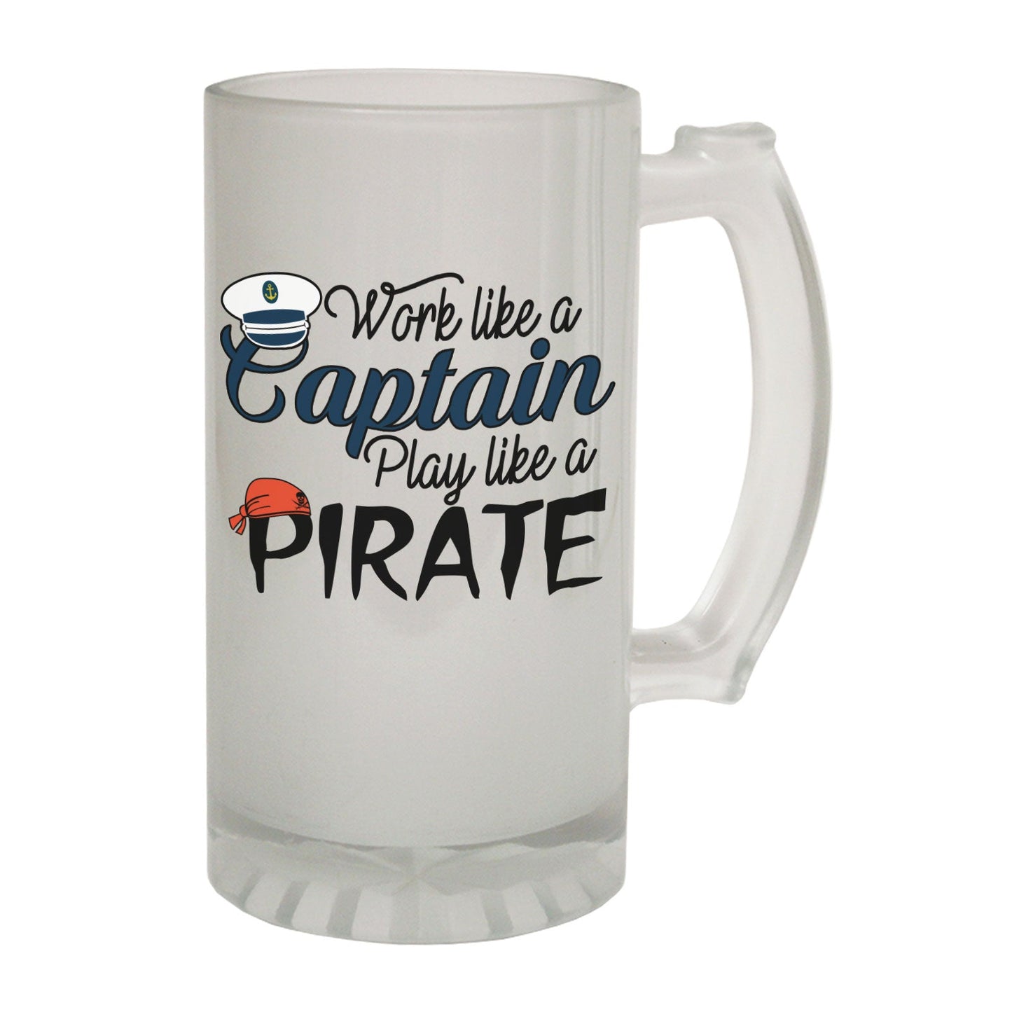 Work Captain Pirate - Novelty Funny Frosted Stein - Gift Boxed