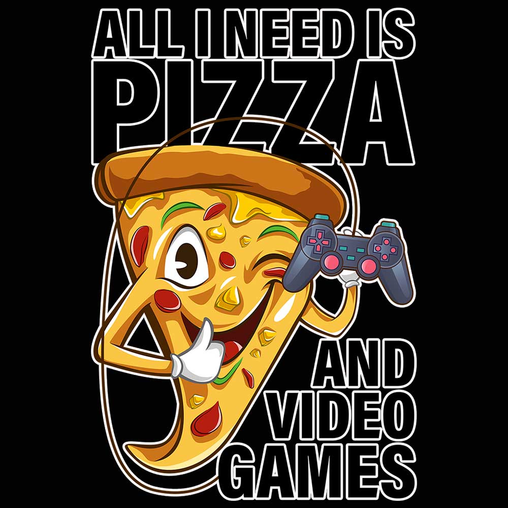All I Need Is Pizza And Video Games - Mens 123t Funny T-Shirt Tshirts