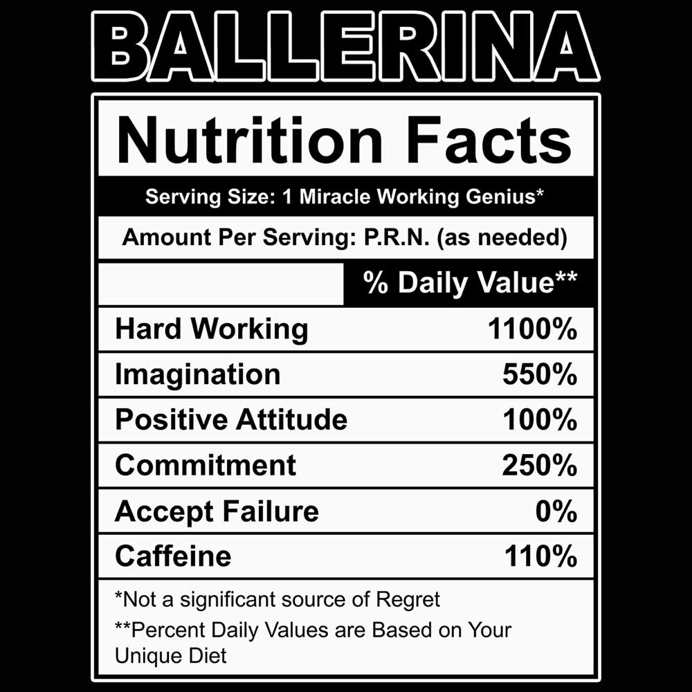 Ballerina Nutrition Facts - Mens 123t Funny T-Shirt Tshirts