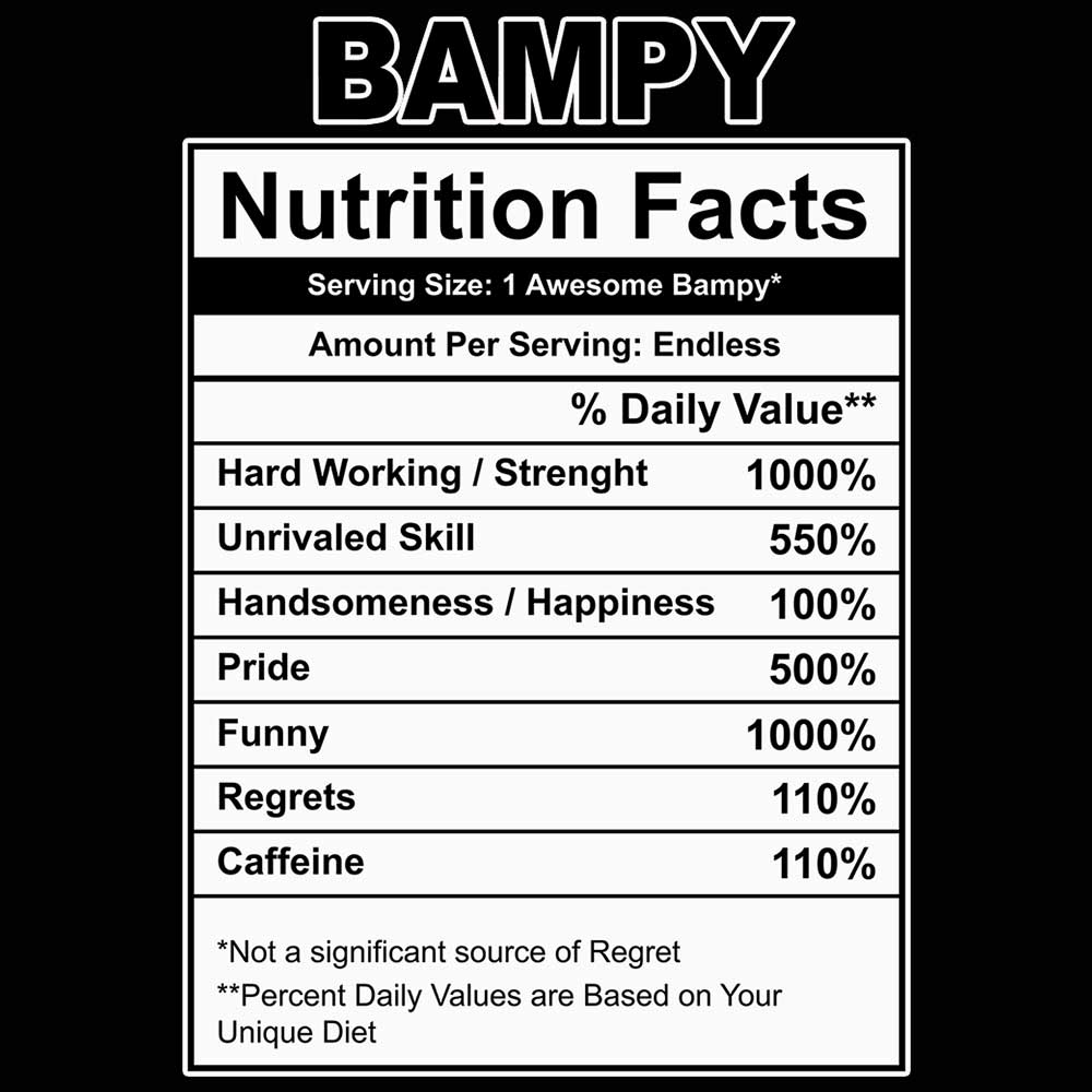 Bampy Nutrition Facts - Mens 123t Funny T-Shirt Tshirts