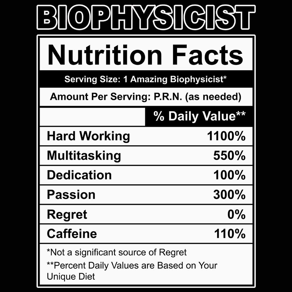 Biophysicist Nutrition Facts - Mens 123t Funny T-Shirt Tshirts