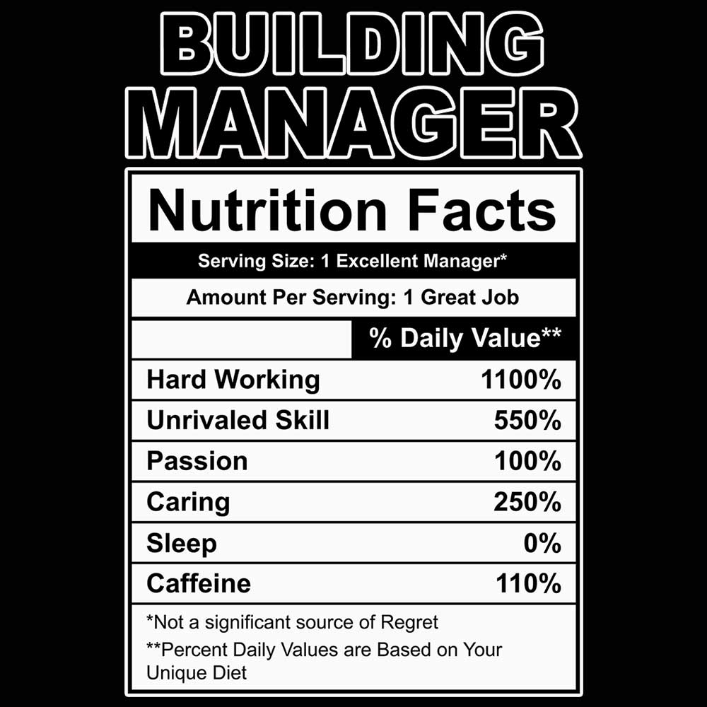 Building Manager Nutrition Facts - Mens 123t Funny T-Shirt Tshirts