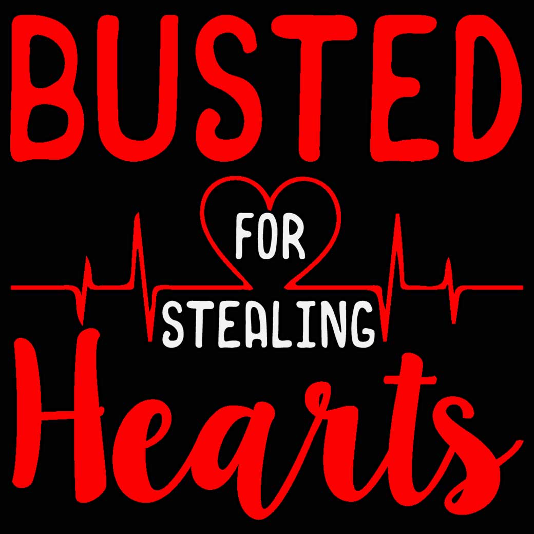 Busted For Stealing Hearts Valentines Day - Mens 123t Funny T-Shirt Tshirts