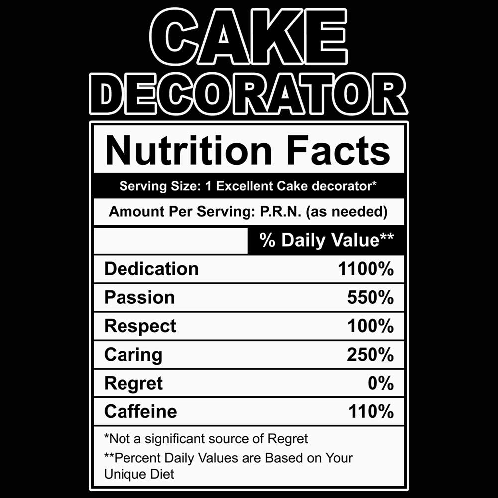 Cake Decorator Nutrition Facts - Mens 123t Funny T-Shirt Tshirts
