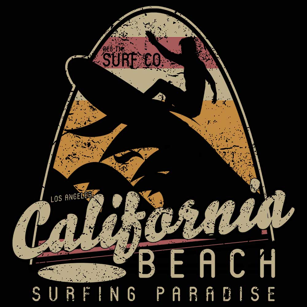 California Beach Surfing Paradise Surf - Mens 123t Funny T-Shirt Tshirts