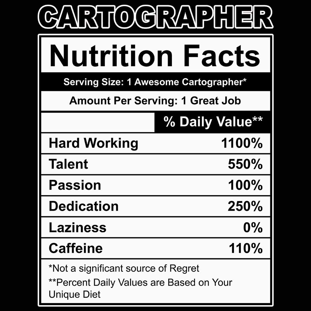 Cartographer Nutrition Facts - Mens 123t Funny T-Shirt Tshirts