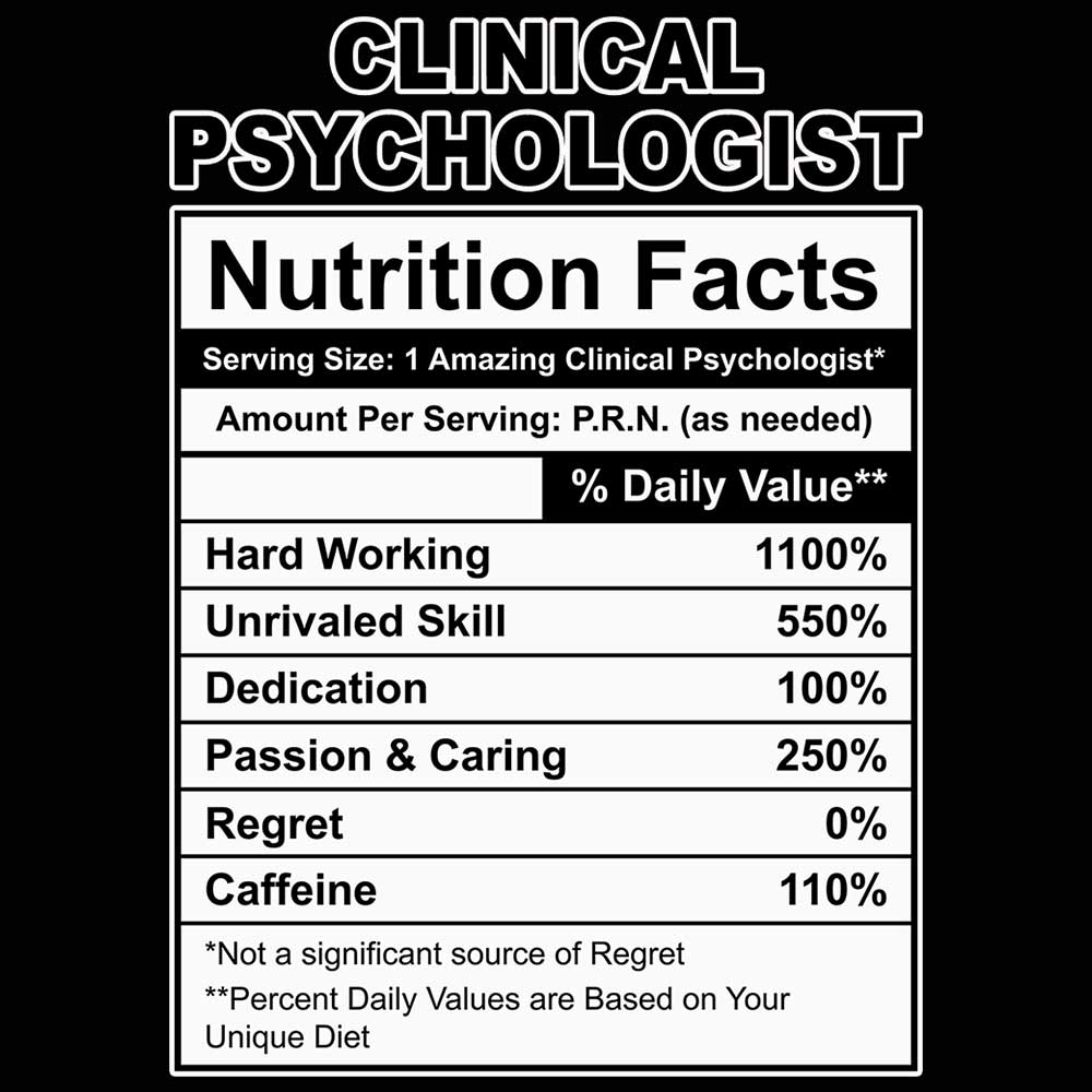 Clinical Psychologist Nutrition Facts - Mens 123t Funny T-Shirt Tshirts