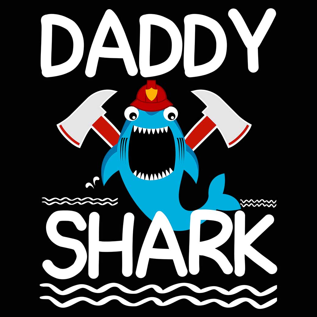Daddy Shark Dad Father Firefighter - Mens 123t Funny T-Shirt Tshirts