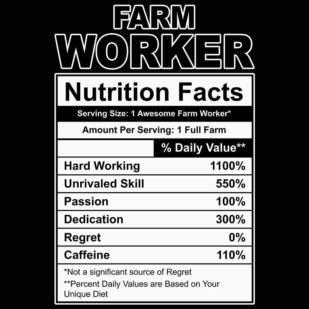 Farm Worker Nutrition Facts - Mens 123t Funny T-Shirt Tshirts