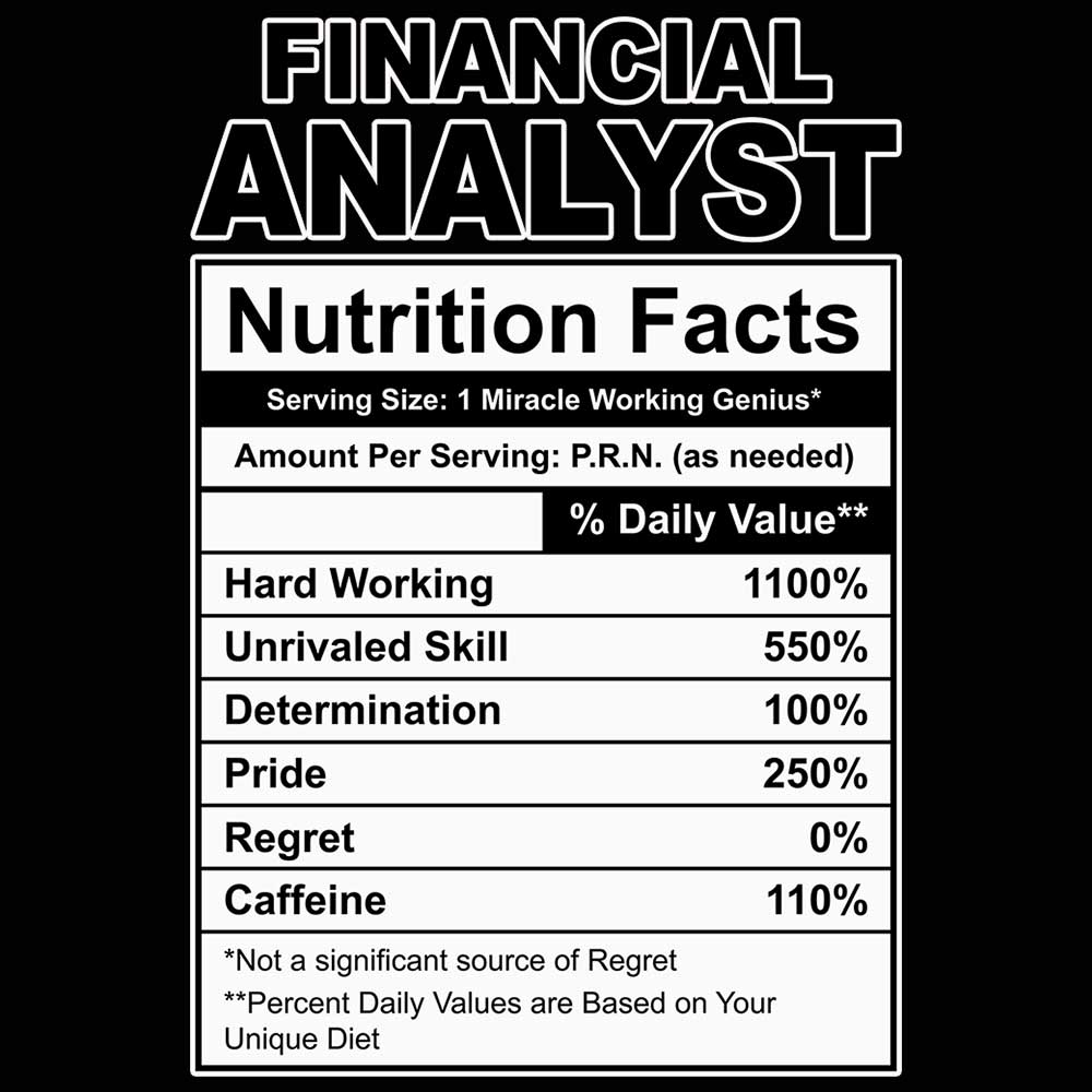 Financial Analyst Nutrition Facts - Mens 123t Funny T-Shirt Tshirts