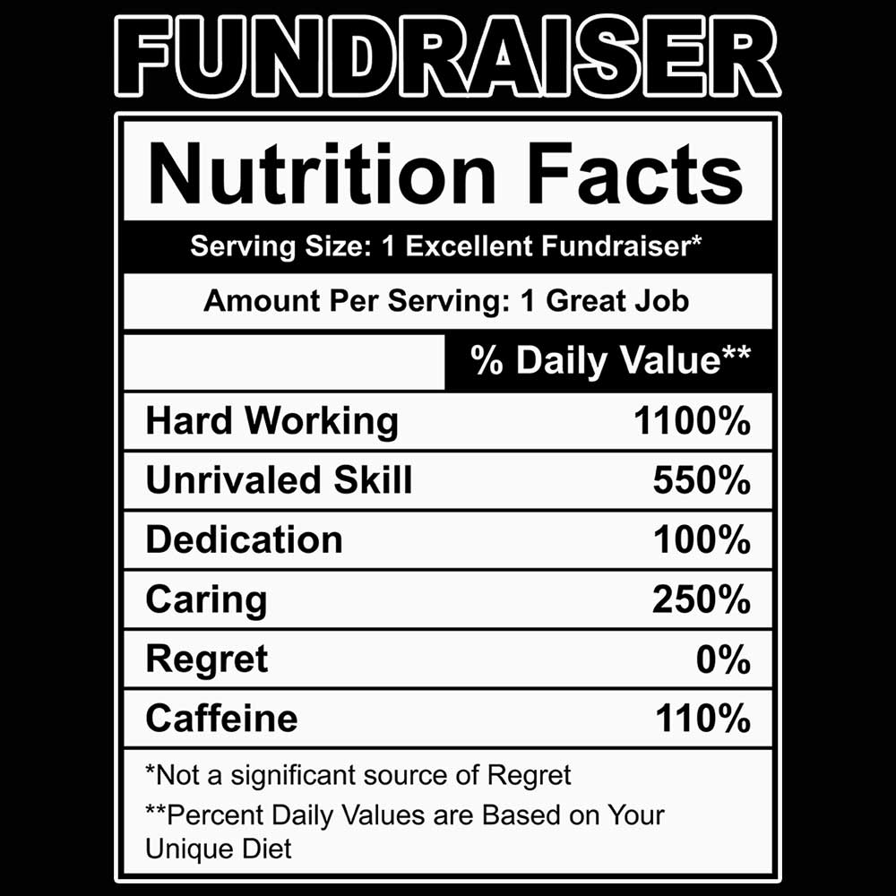Fundraiser Nutrition Facts - Mens 123t Funny T-Shirt Tshirts