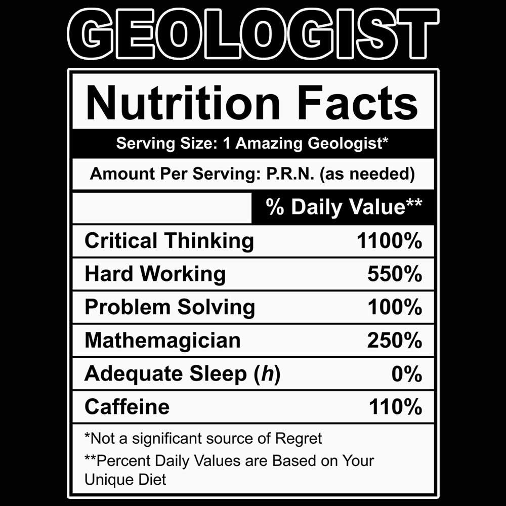 Geologist Nutrition Facts - Mens 123t Funny T-Shirt Tshirts