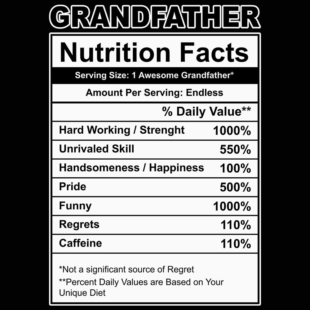 Grandfather Nutrition Facts - Mens 123t Funny T-Shirt Tshirts