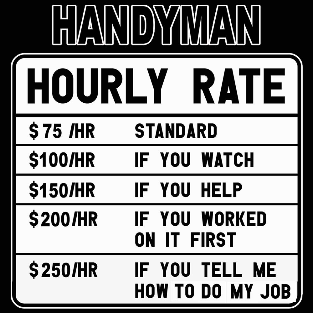 Handyman Hourly Rate - Mens 123t Funny T-Shirt Tshirts