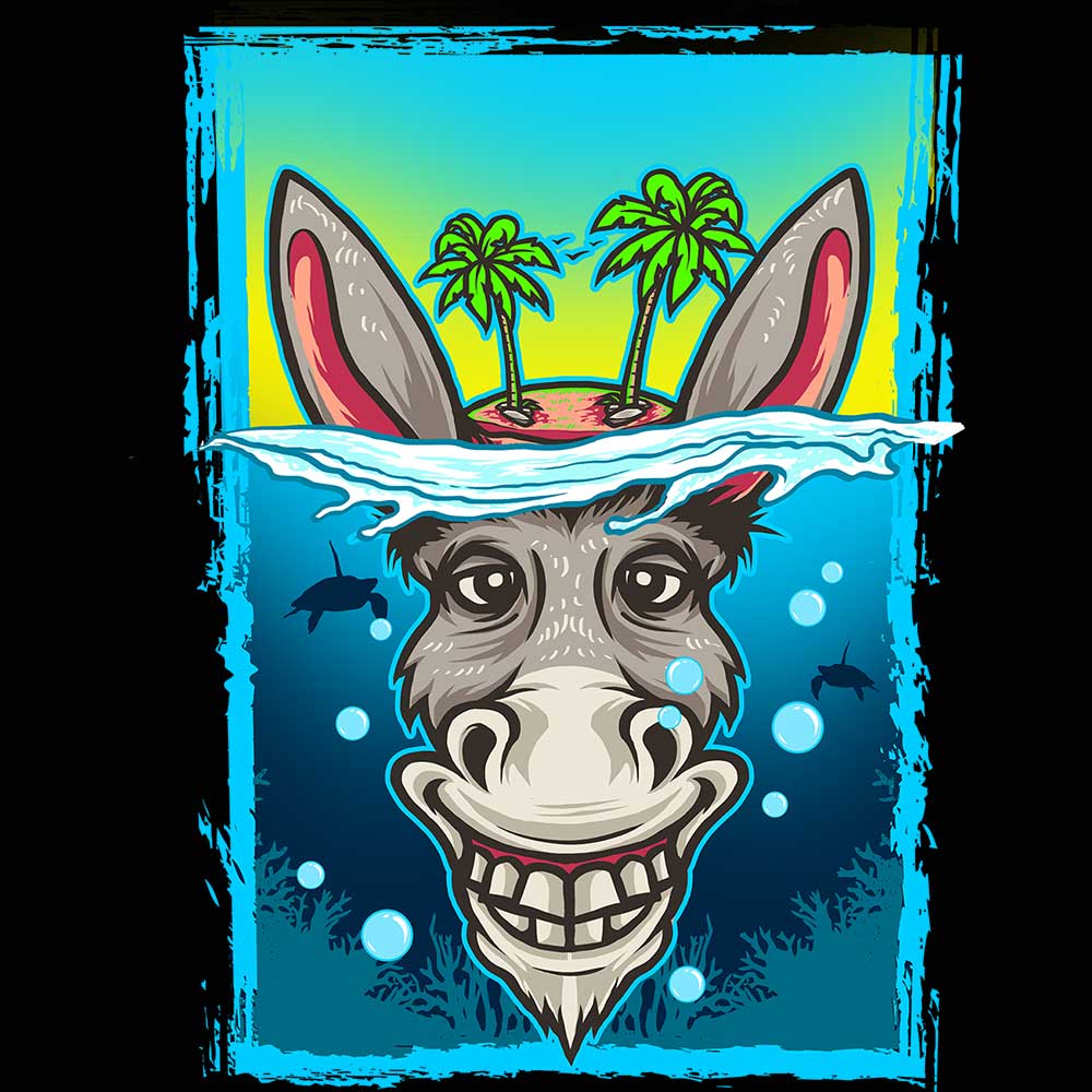 Happy Donkey Desert Island - Mens 123t Funny T-Shirt Tshirts