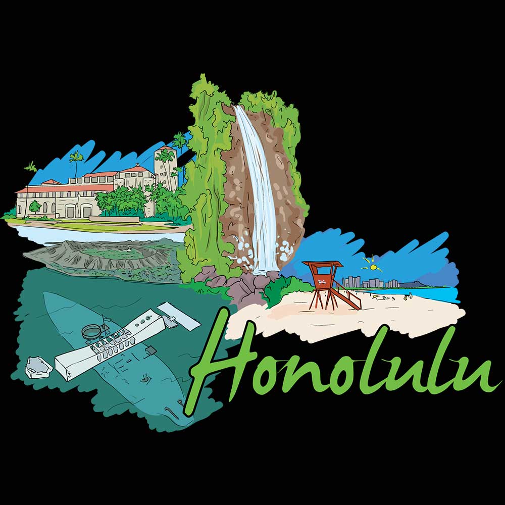 Honolulu Hawaii Country Flag Destination - Mens 123t Funny T-Shirt Tshirts