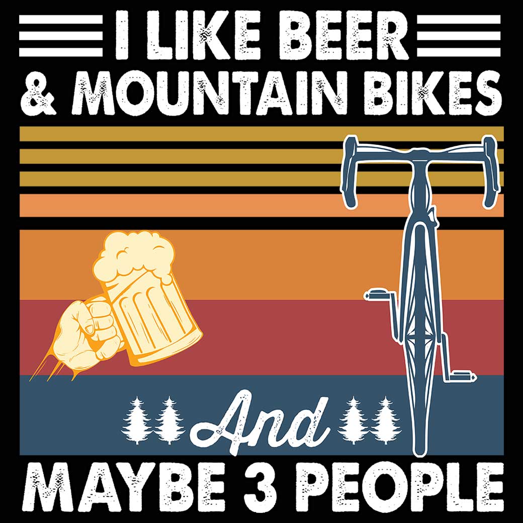 I Like Beer Mountain Bikes And 3 People Cycling - Mens 123t Funny T-Shirt Tshirts
