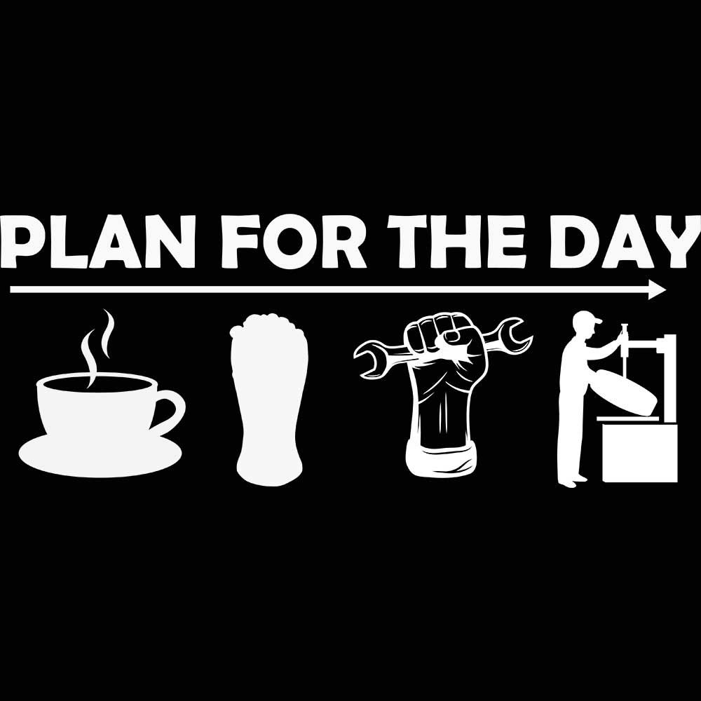 Plan For The Day Mechanics Coffee Wrench Beer Adult Humor - Mens 123t Funny T-Shirt Tshirts