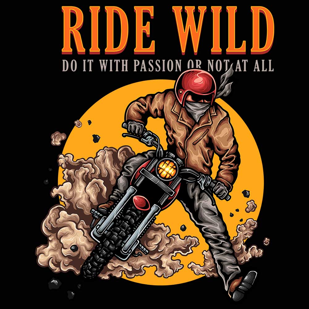 Ride Wild Motorbike Motorcycle - Mens 123t Funny T-Shirt Tshirts