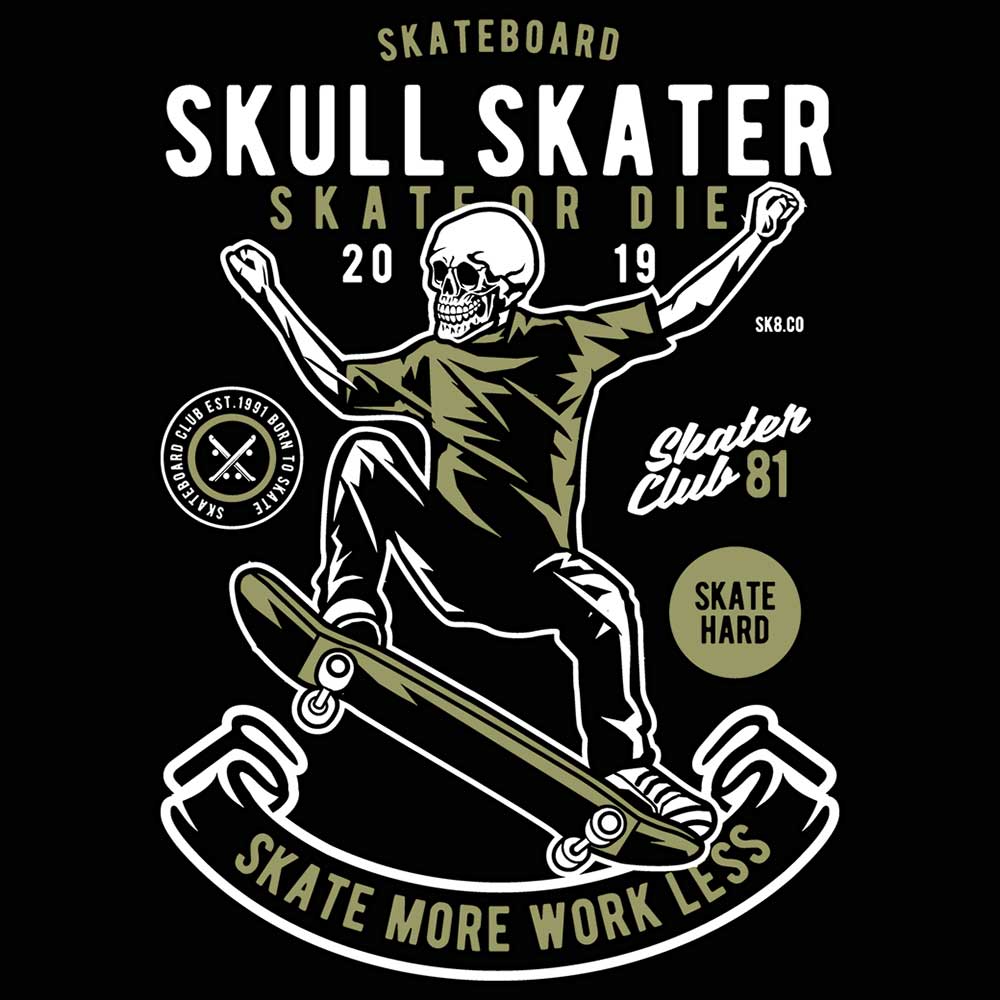 Skull Skater Skateboard - Mens 123t Funny T-Shirt Tshirts