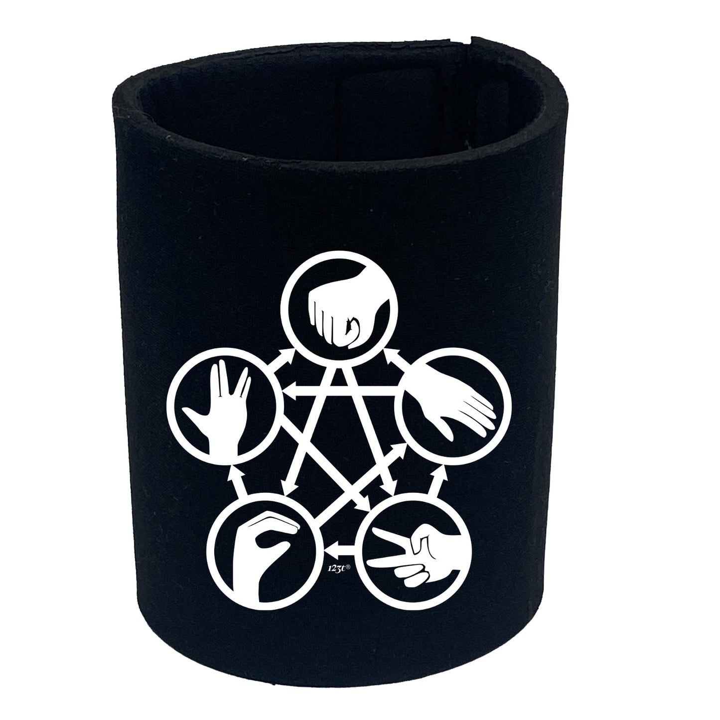 Rock Paper Scissors White - Funny Stubby Holder