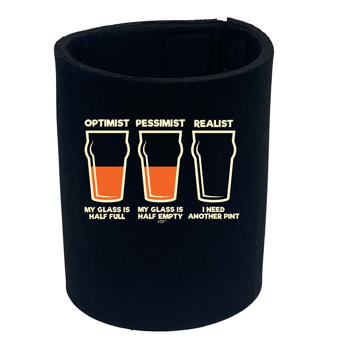 Optimist Pessimist Realist Beer - Funny Stubby Holder