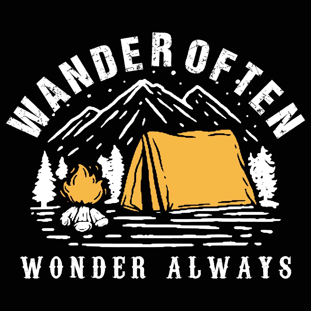 Wander Often Wonder Always Camping Hiking - Mens 123t Funny T-Shirt Tshirts