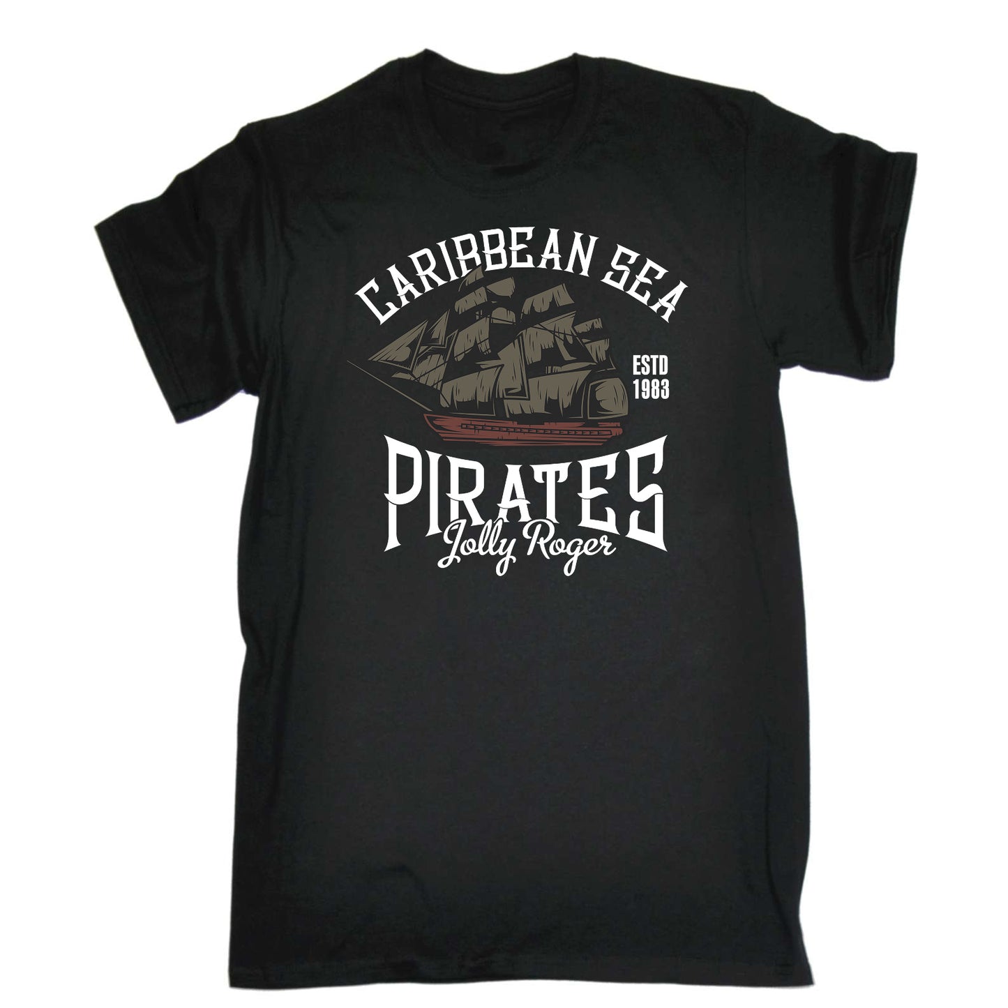 Caribbean Sea Pirates Jolly Roger - Mens Funny T-Shirt Tshirts