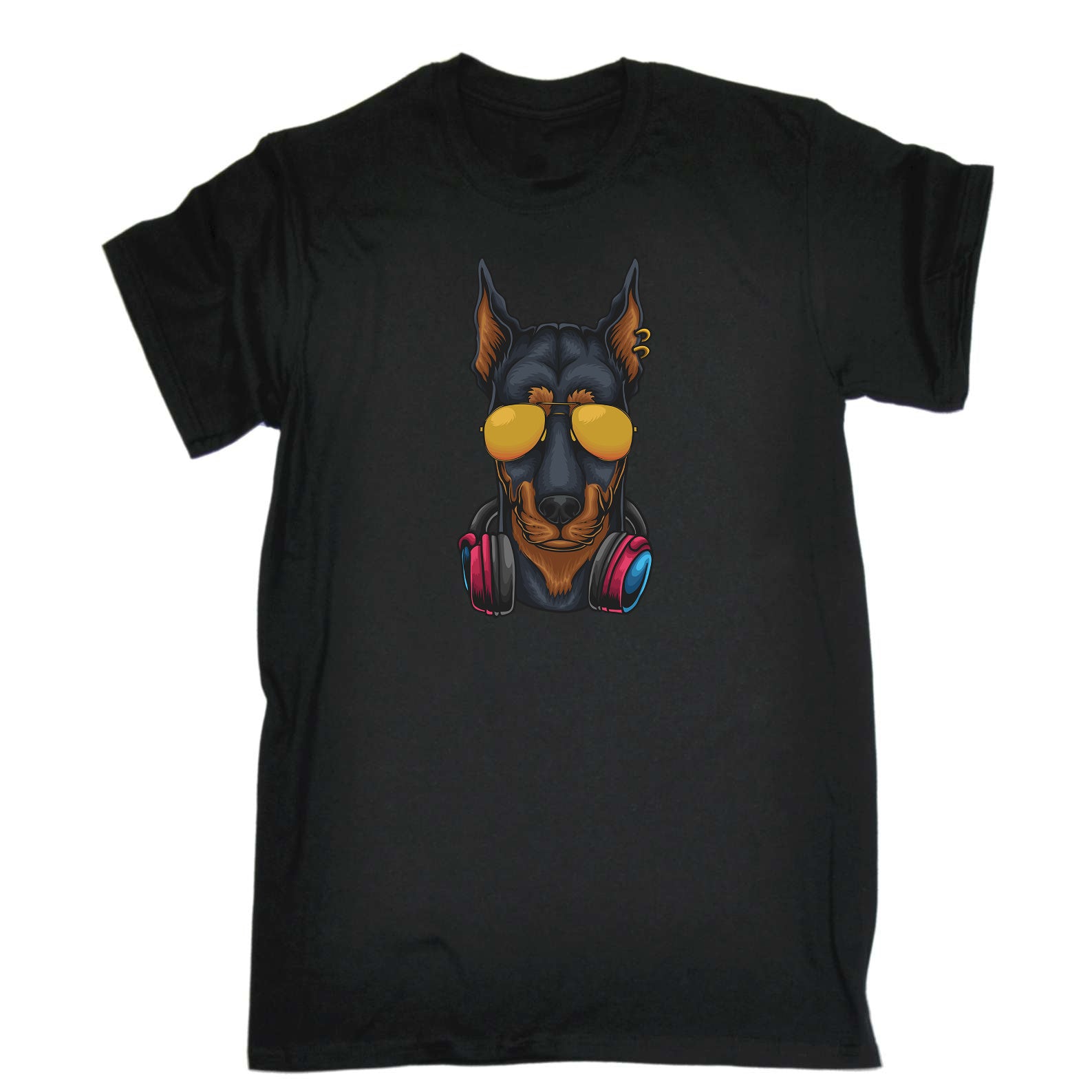 Cool Dobberman Dog Headphone Sunglasses - Mens Funny T-Shirt Tshirts
