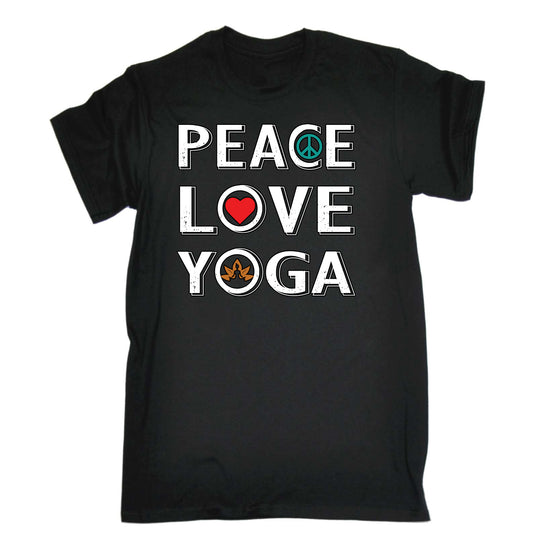 Peace Love Yoga - Mens Funny T-Shirt Tshirts