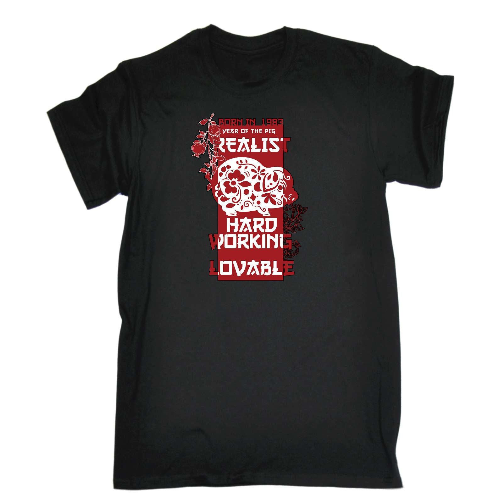 Born In 1983 Year Of The Pig Birthday - Mens Funny T-Shirt Tshirts